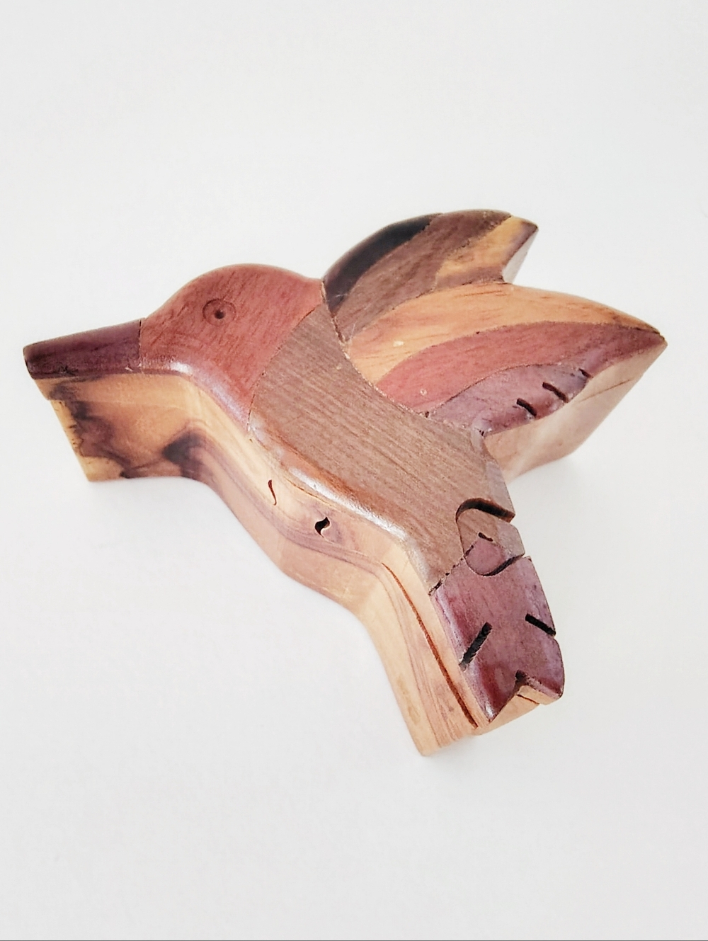 Inlaid Wooden Hummingbird Puzzle Treasure Box